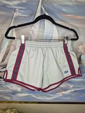 Vintage Laguna Light Grey Athletic Shorts with Red Trim